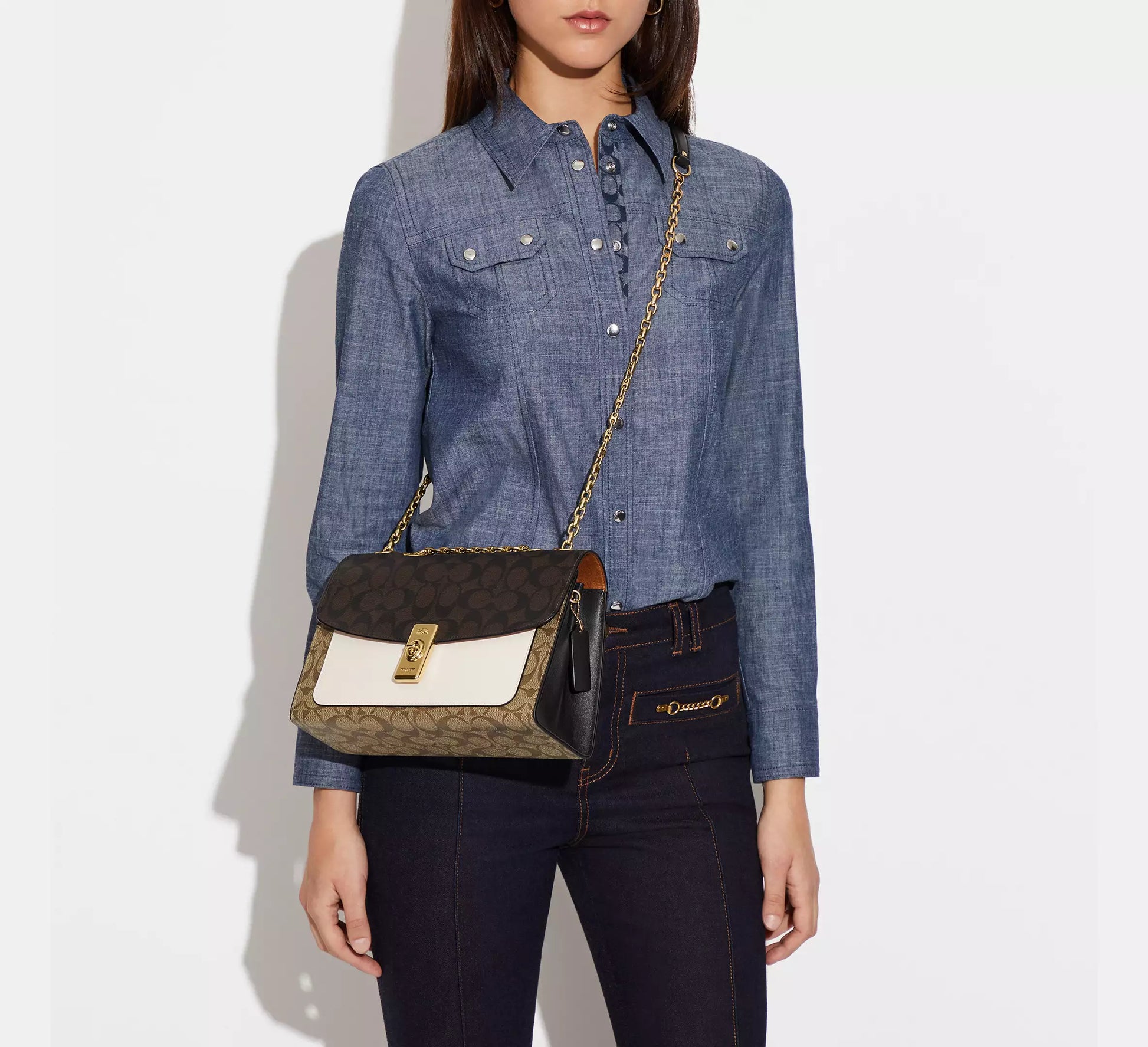 Buy Coach Lane Shoulder Bag In Blocked Signature Canvas in Pakistan