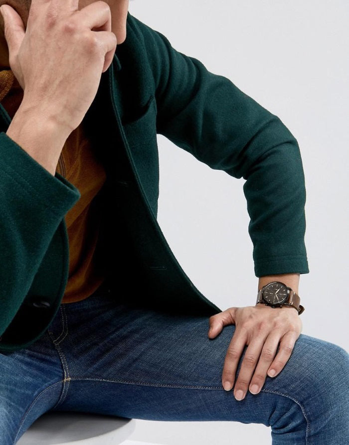 Buy Commuter Black Dial Brown Leather Strap Watch For Men in Pakistan