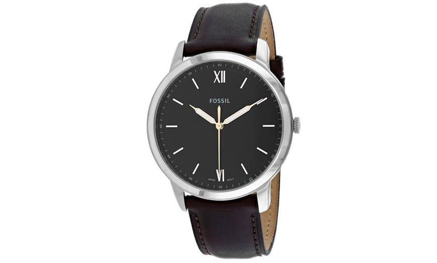 Buy Minimalist Black Dial Brown Leather Strap Watch For Men in Pakistan