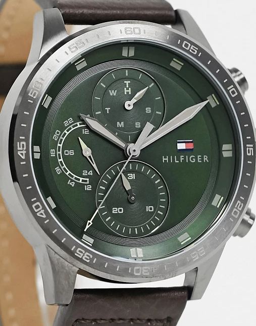 Buy Tommy Hilfiger Mens Quartz Leather Strap Green Dial 46mm Watch - 1791809 in Pakistan
