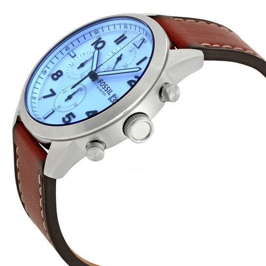 Buy Fossil Men's Chronograph Quartz Leather Strap Silver Dial 44mm Watch FS5169 in Pakistan