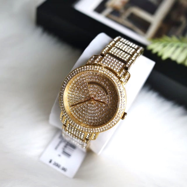 Buy Michael Kors Glitz Gold Diamonds Dial Gold Steel Strap Watch for Women - MK6547 in Pakistan