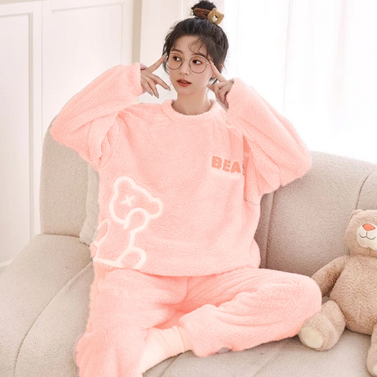Buy Sajiero Happy Bear Fleece Pajama Suit in Pakistan