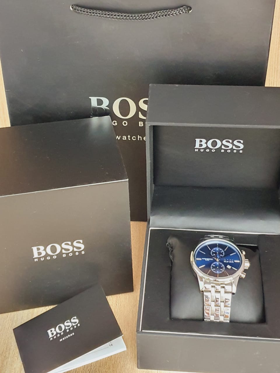 Buy Hugo Boss Mens Chronograph Quartz Stainless Steel Blue Dial 41mm Watch - 1513384 in Pakistan
