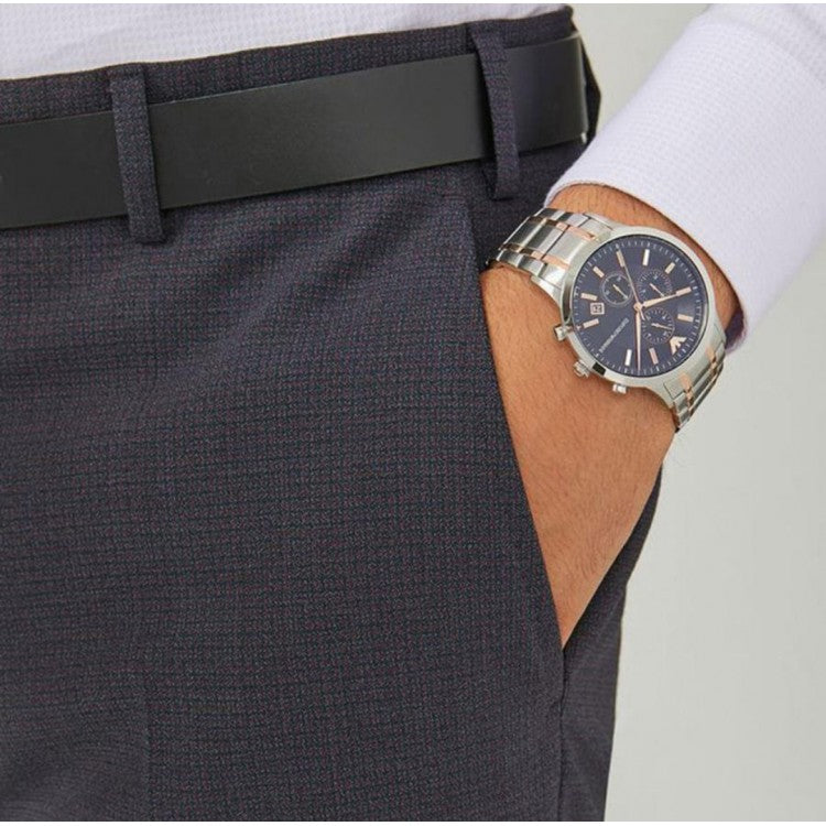 Buy Emporio Armani Blue Dial Two Tone Steel Strap Watch for Men - AR80025 in Pakistan