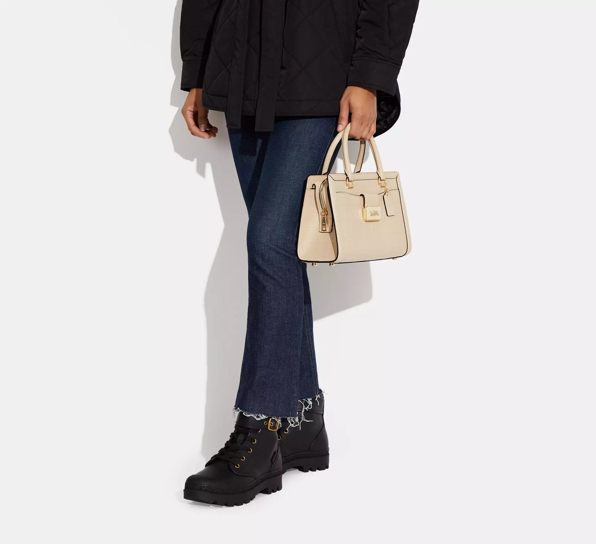 Buy Coach Grace Carryall Carriage Logo Satchel Bag Gold Ivory in Pakistan