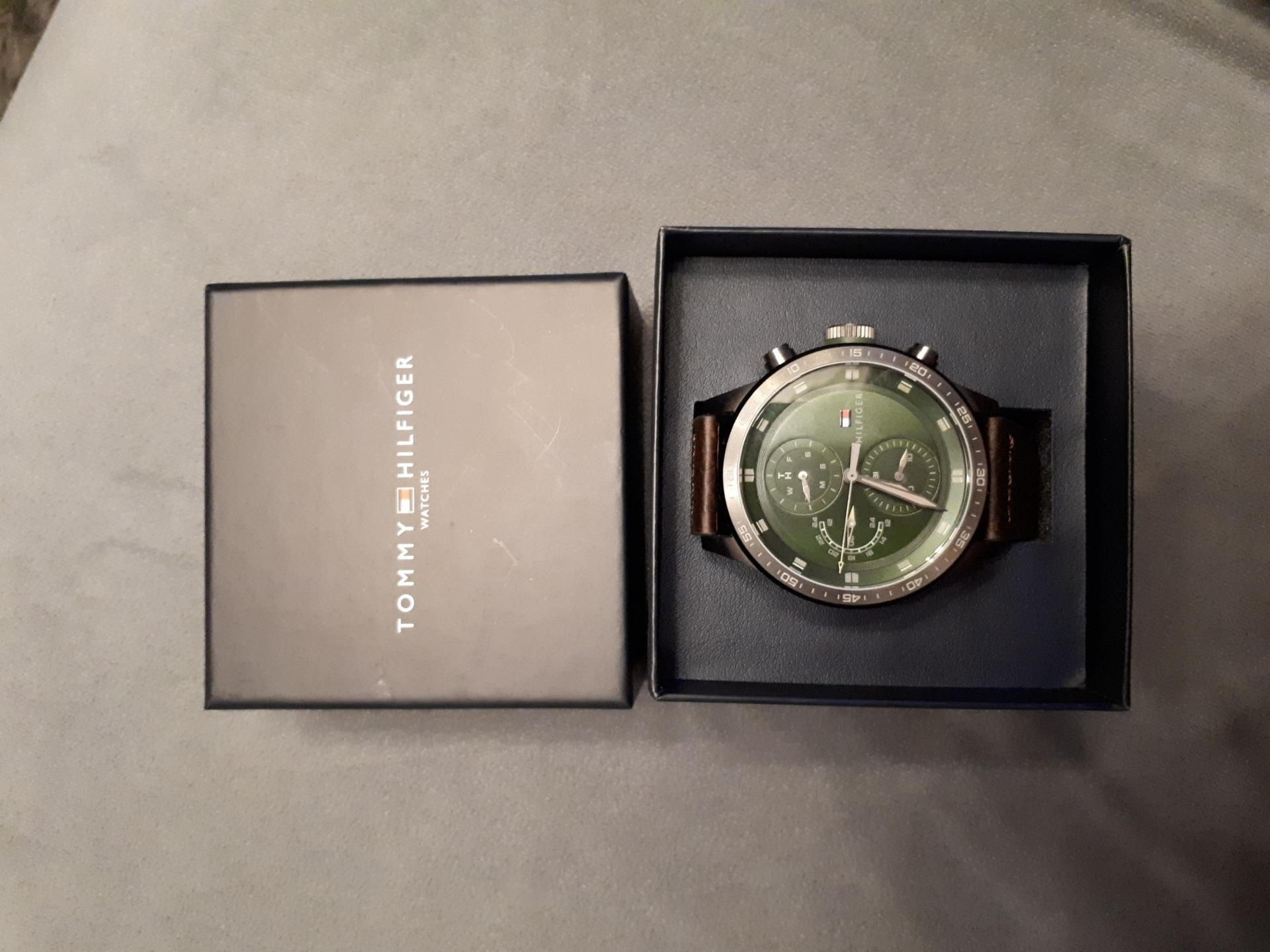 Buy Tommy Hilfiger Mens Quartz Leather Strap Green Dial 46mm Watch - 1791809 in Pakistan