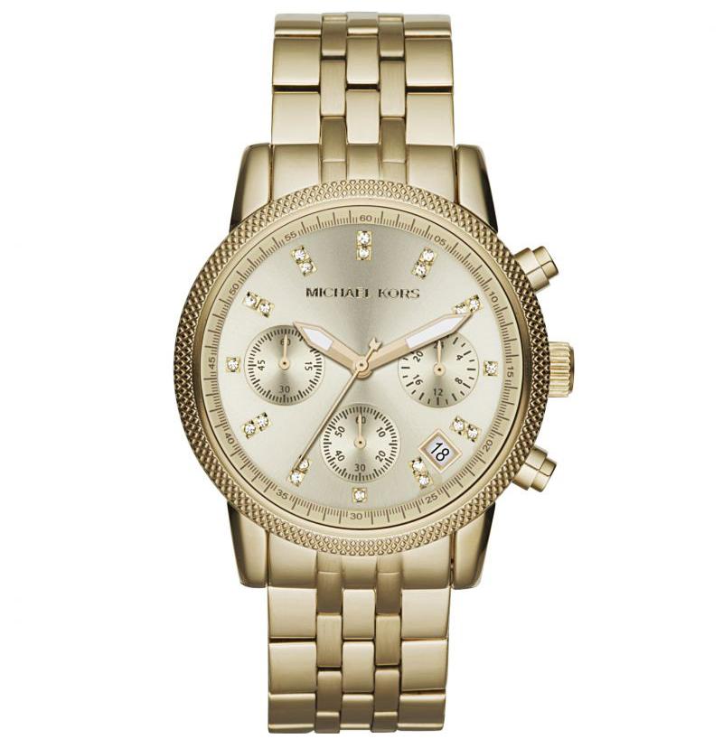 Buy Michael Kors Ritz Chronograph Gold Dial Gold Stainless Steel Strap Ladies Watch - Mk5676 in Pakistan