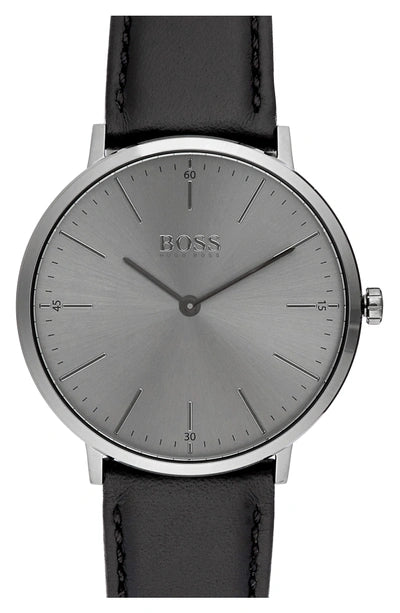 Buy Hugo Boss Mens Quartz Black Leather Strap Grey Dial 40mm Watch - 1513540 in Pakistan