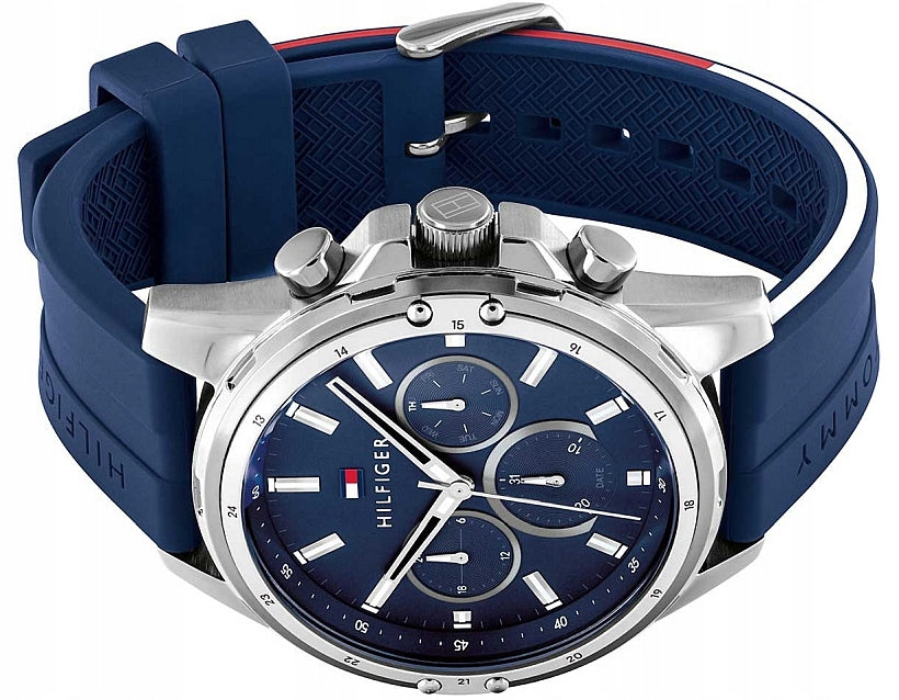 Buy Tommy Hilfiger Mens Quartz Silicone Strap Blue Dial 45mm Watch - 1791791 in Pakistan