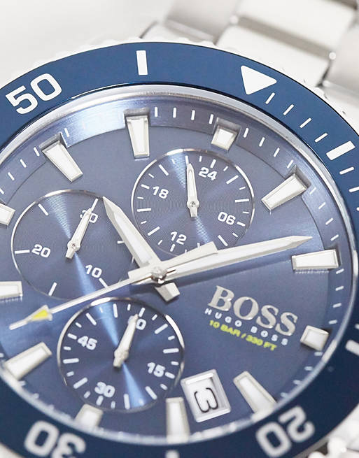 Buy Hugo Boss Mens Quartz Silver Stainless Steel Blue Dial 46mm Watch - 1513907 in Pakistan
