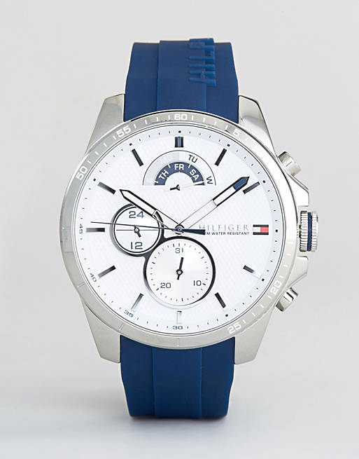 Buy Tommy Hilfiger Mens Quartz Blue Silicone Strap White Dial 46mm Watch - 1791349 in Pakistan