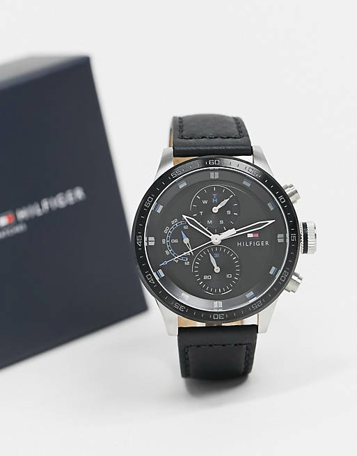 Buy Tommy Hilfiger Mens Quartz Leather Strap Black Dial 46mm Watch - 1791810 in Pakistan