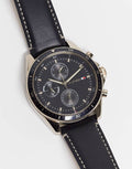 Buy Tommy Hilfiger Mens Quartz Leather Strap Black Dial 44mm Watch - 1791836 in Pakistan