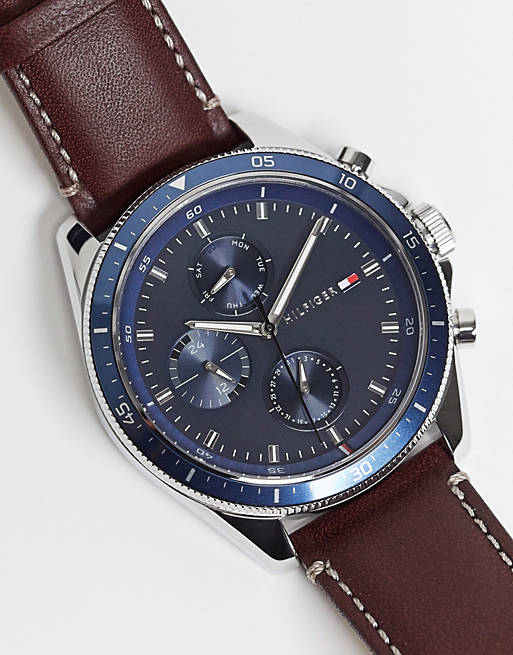 Buy Tommy Hilfiger Mens Quartz Leather Strap Blue Dial 44mm Watch - 1791837 in Pakistan