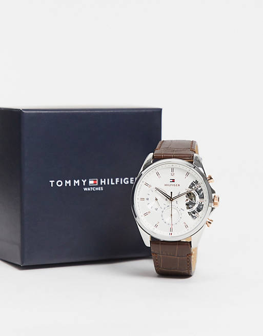 Buy Tommy Hilfiger Mens Quartz Leather Strap Silver Dial 44mm Watch - 1710450 in Pakistan