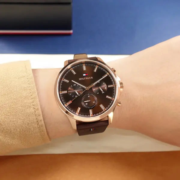 Buy Tommy Hilfiger Mens Quartz Brown Leather Strap Brown Dial 44mm Watch - 1710497 in Pakistan