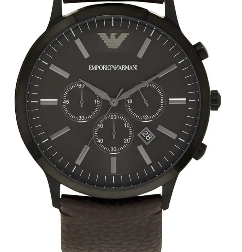 Buy Emporio Armani Sportivo Black Dial Brown Leather Strap Watch for Men - AR2462 in Pakistan