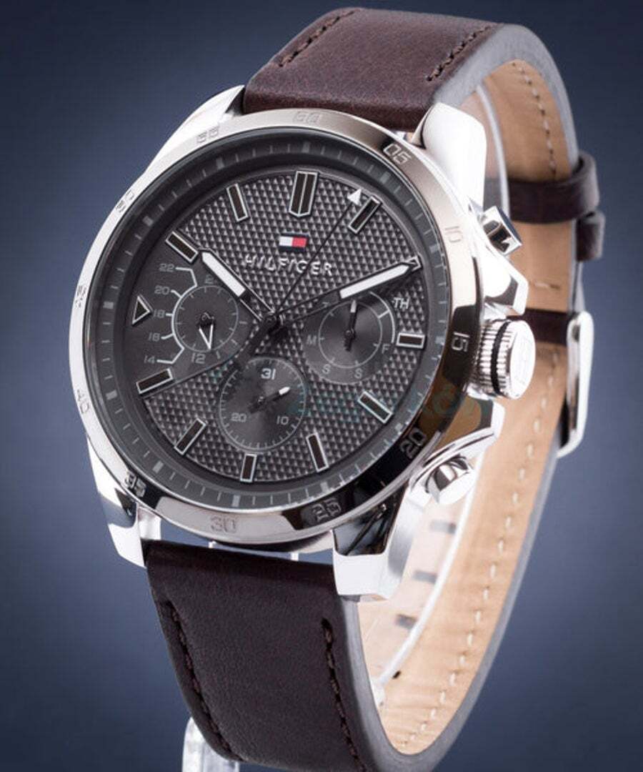 Buy Tommy Hilfiger Mens Quartz Leather Strap Grey Dial 48mm Watch - 1791562 in Pakistan