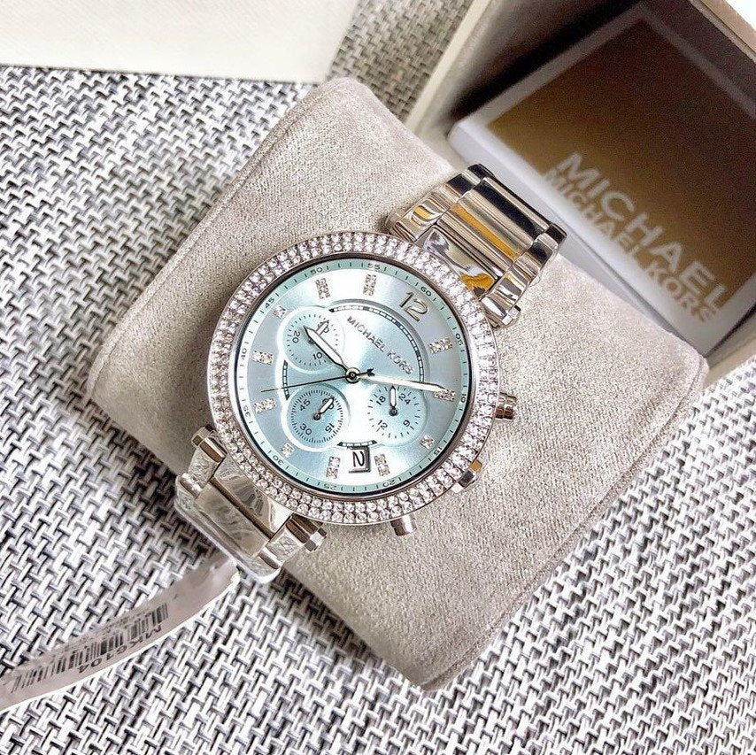 Buy Michael Kors Parker Blue Dial Silver Stainless Steel Ladies Watch - Mk6104 in Pakistan