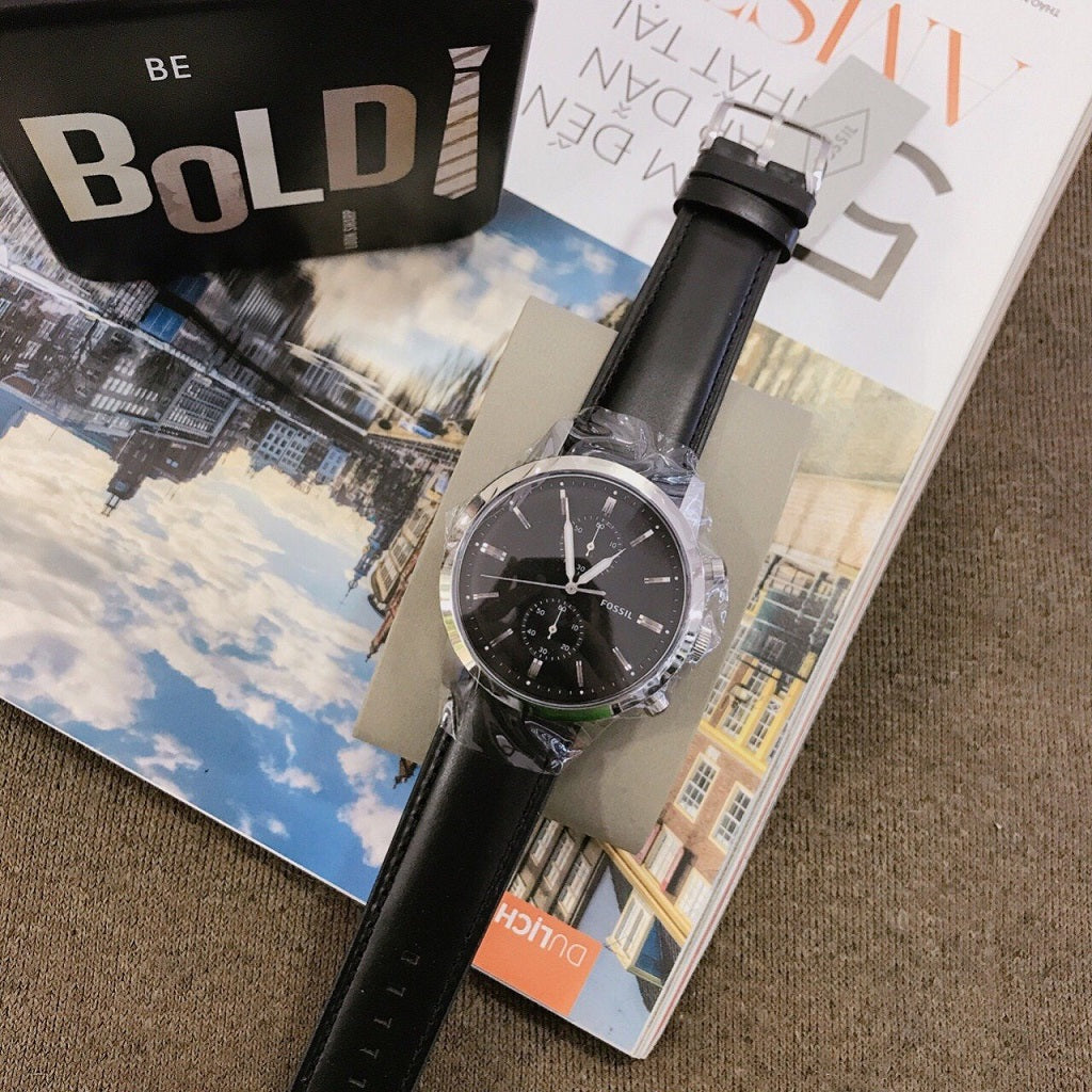 Buy Fossil Men's Quartz Leather Strap Black Dial 44mm Watch FS5396 in Pakistan