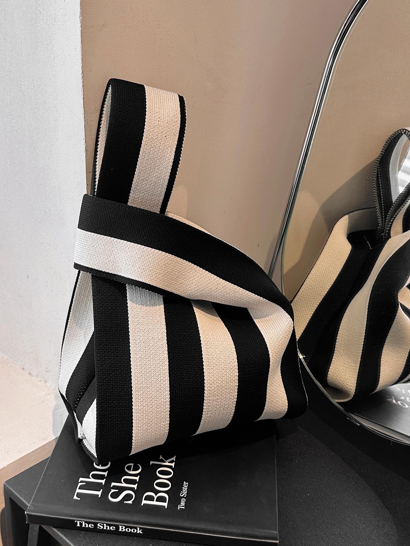 Buy duke bear Knot Bag Crochet Bags Handheld Bag Stripe Pattern 1 Pc Of Lattice Stripe Pattern Women's Handbag Vest Bag Crochet Bag Woven Bag Polyester Material in Pakistan
