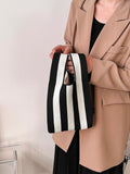 Buy duke bear Knot Bag Crochet Bags Handheld Bag Stripe Pattern 1 Pc Of Lattice Stripe Pattern Women's Handbag Vest Bag Crochet Bag Woven Bag Polyester Material in Pakistan