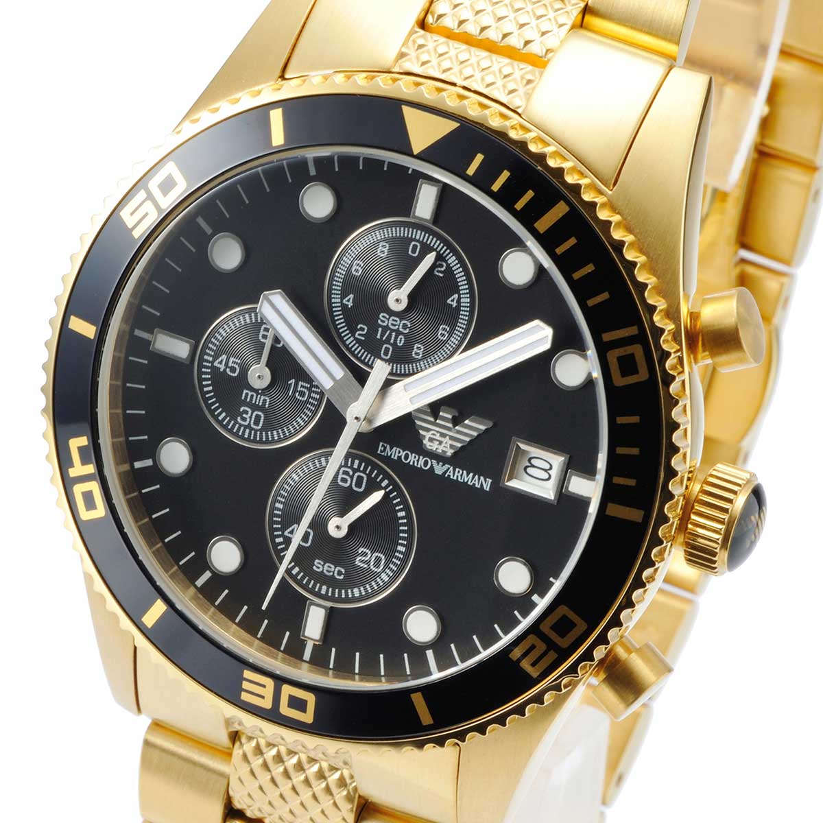 Buy Emporio Armani Black Dial Gold Steel Strap Watch for Men - AR5857 in Pakistan