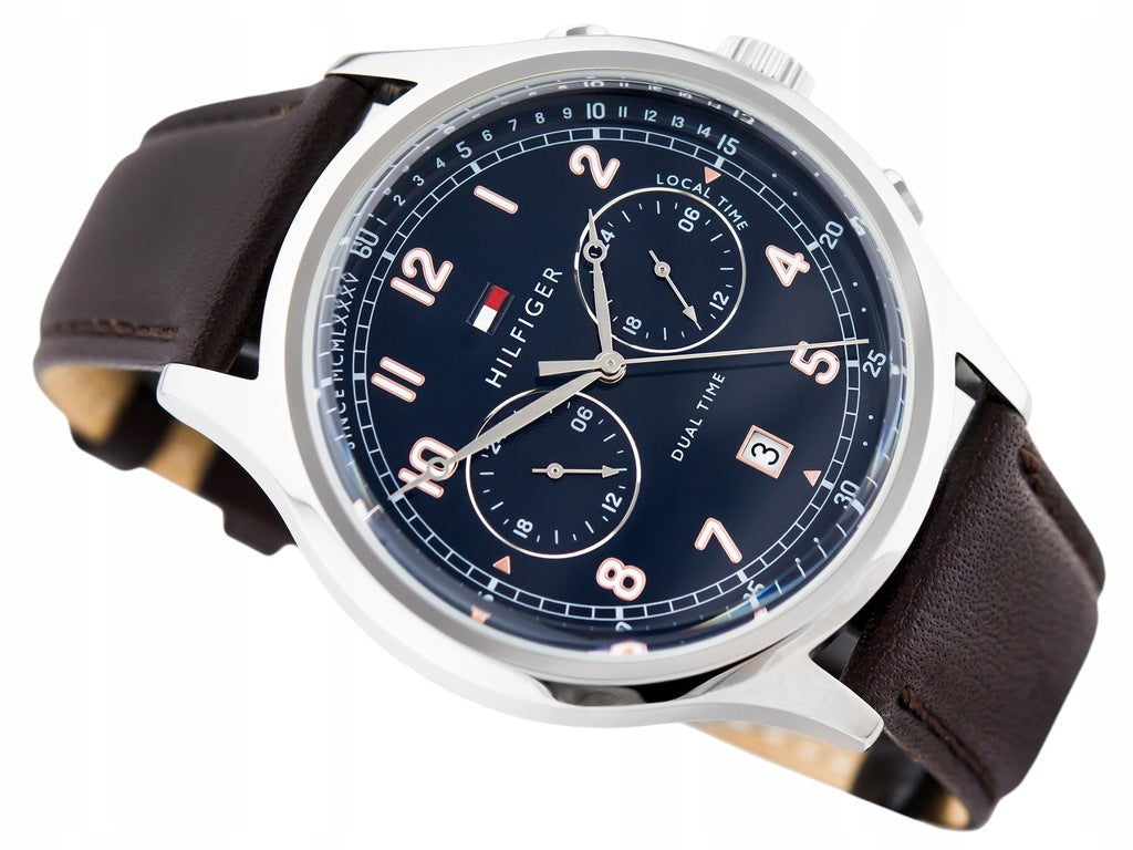 Buy Tommy Hilfiger Emerson Grey Dial Brown Leather Strap Watch for Men - 1791385 in Pakistan