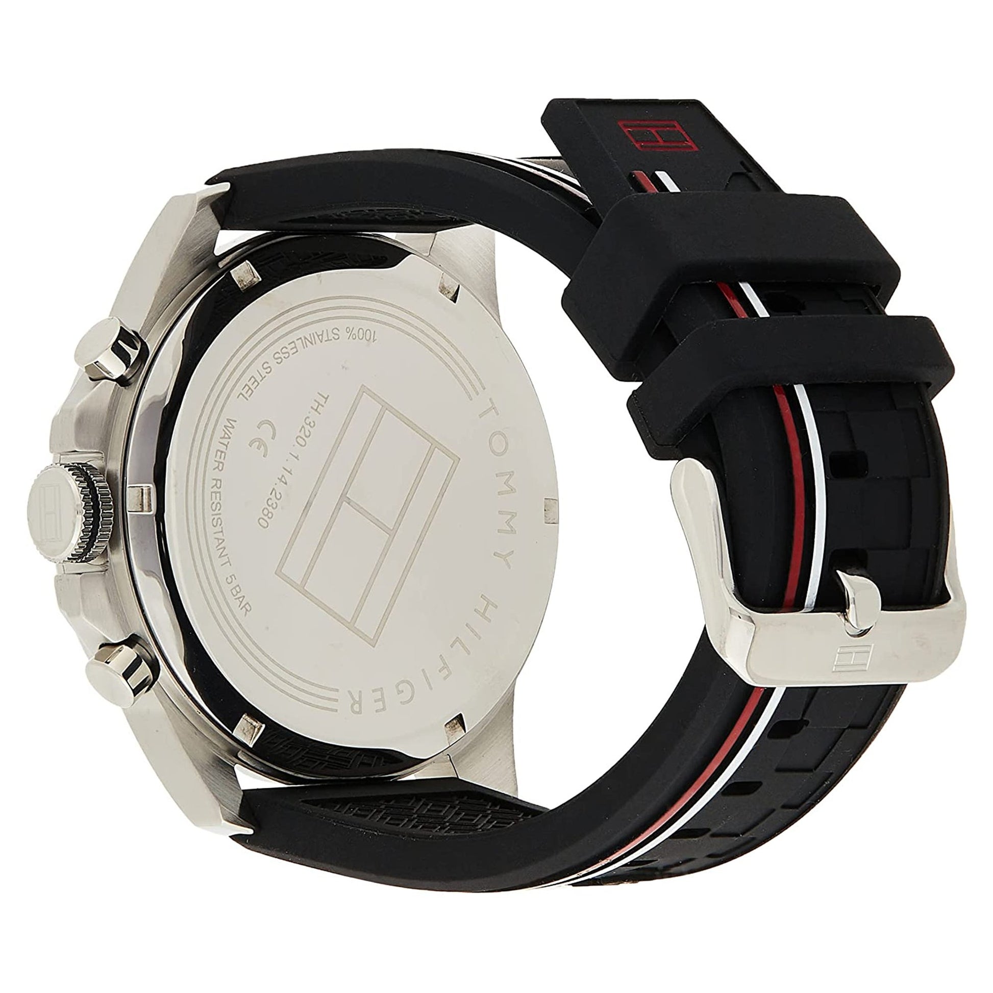 Buy Tommy Hilfiger Mens Quartz Silicone Strap Black Dial 46mm Watch - 1791473 in Pakistan