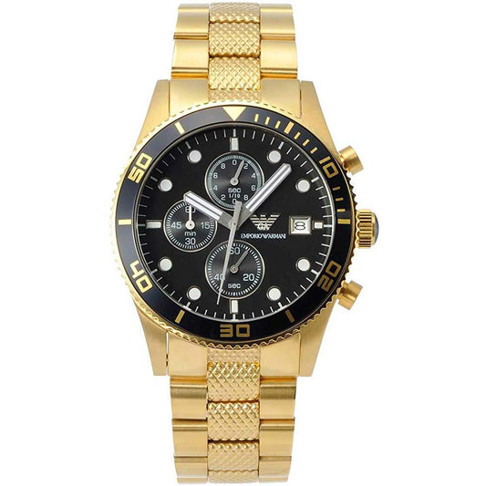 Buy Emporio Armani Black Dial Gold Steel Strap Watch for Men - AR5857 in Pakistan