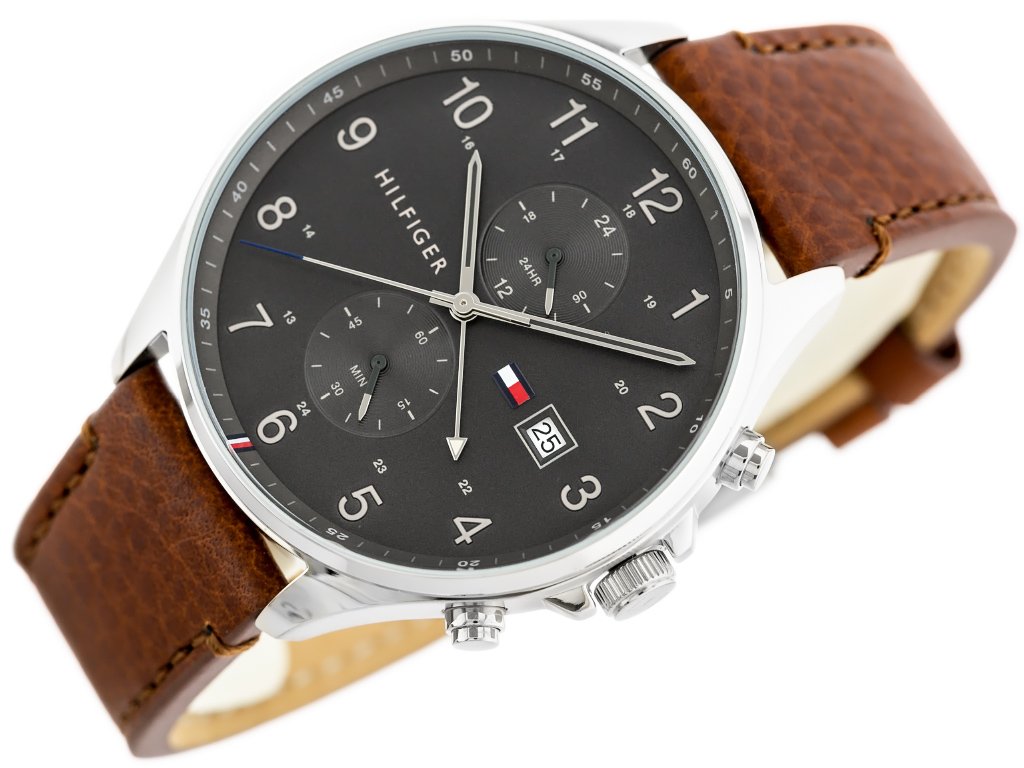 Buy Tommy Hilfiger Mens Quartz Leather Strap Grey Dial 44mm Watch - 1791710 in Pakistan