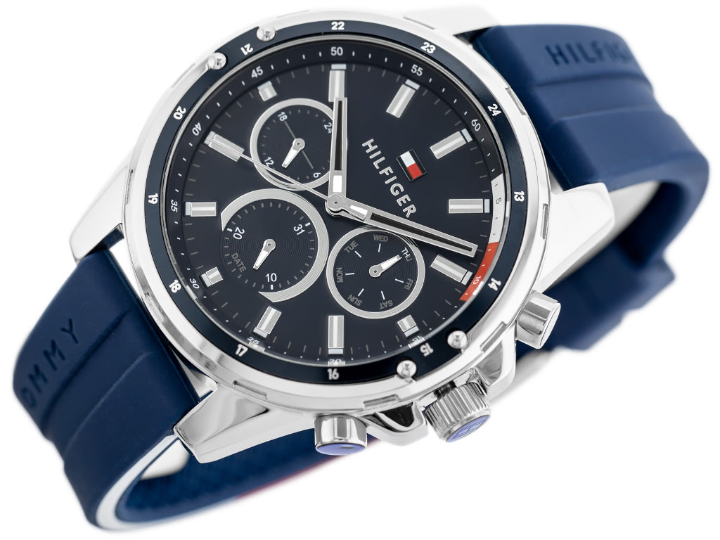 Buy Tommy Hilfiger Mens Quartz Silicone Strap Blue Dial 45mm Watch - 1791791 in Pakistan