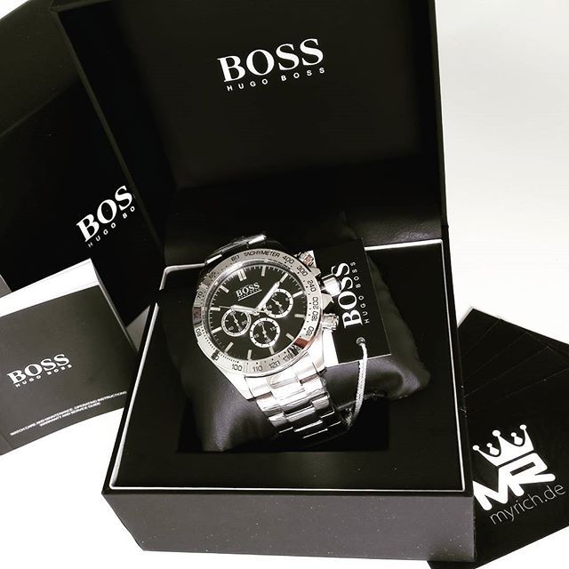 Buy Hugo Boss Mens Chronograph Quartz Stainless Steel Black Dial 46mm Watch - 1512965 in Pakistan