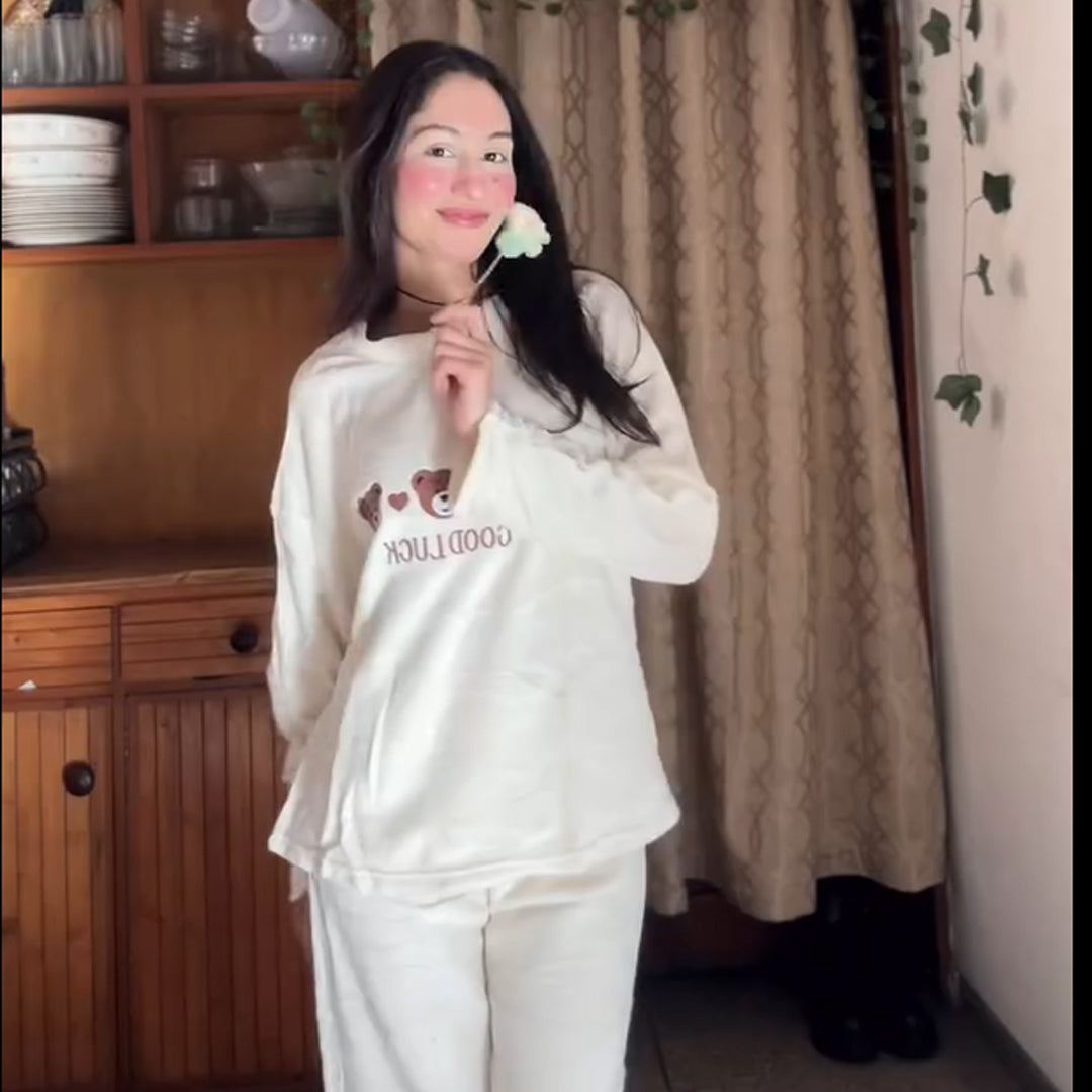 Buy Sajiero Cozy Cub Fleece Pajama Suit in Pakistan