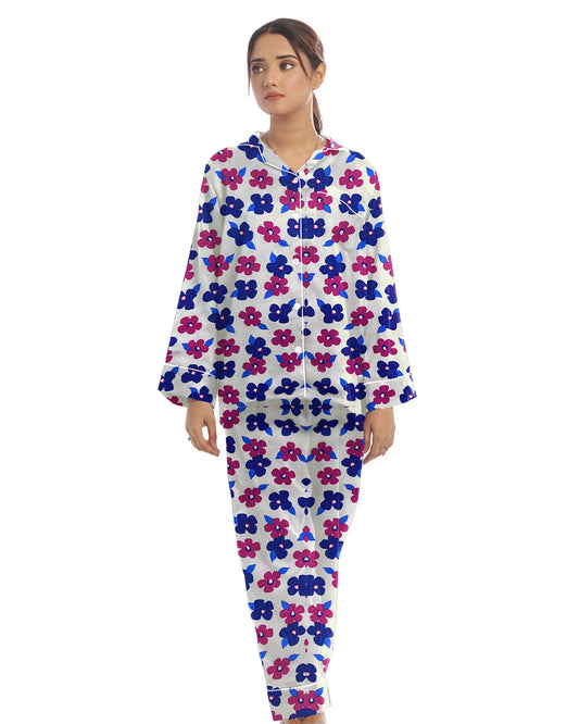 Buy Sajiero Linen Pajama Suit with Scrunchie - Dream Flora in Pakistan