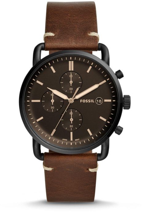 Buy Commuter Black Dial Brown Leather Strap Watch For Men in Pakistan