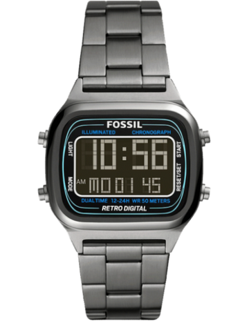 Buy Retro Digital Smoke Digital Dial Grey Steel Strap Watch For Men in Pakistan