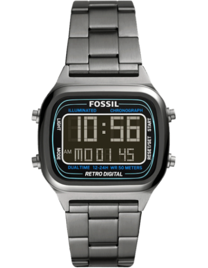 Buy Retro Digital Smoke Digital Dial Grey Steel Strap Watch For Men in Pakistan