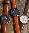 Buy Fossil Men's Chronograph Quartz Brown Leather Strap Blue Dial 44mm Watch FS5453 in Pakistan