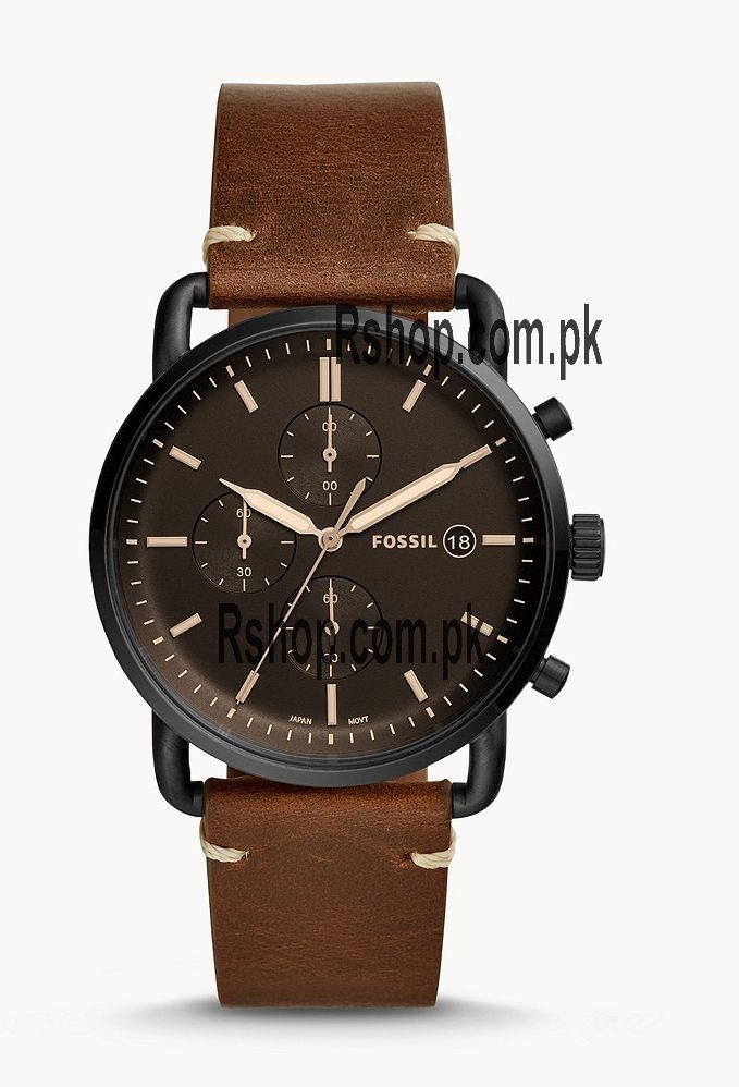Buy Commuter Black Dial Brown Leather Strap Watch For Men in Pakistan