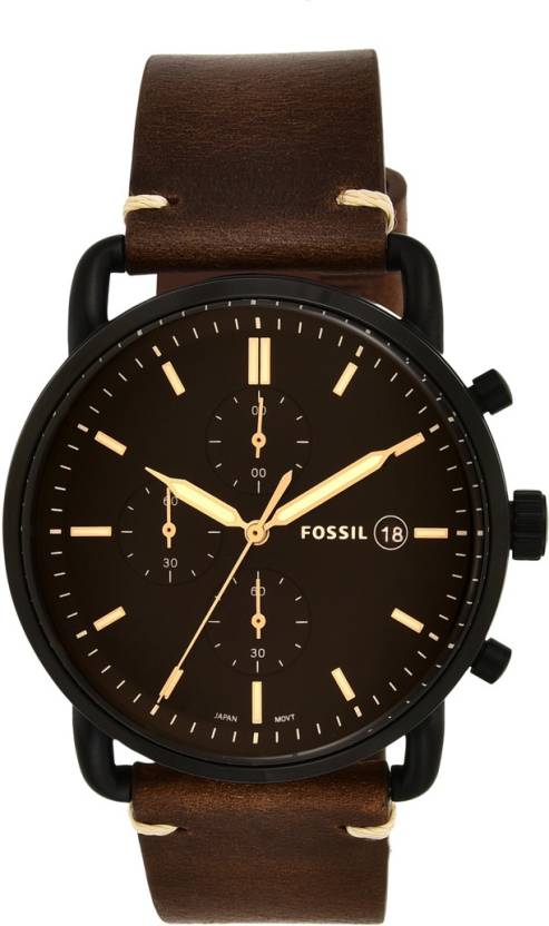 Buy Commuter Black Dial Brown Leather Strap Watch For Men in Pakistan
