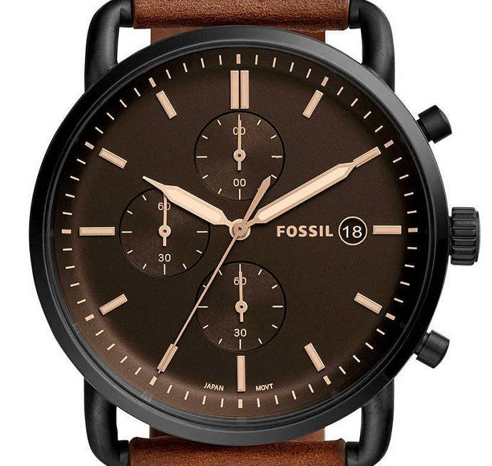 Buy Commuter Black Dial Brown Leather Strap Watch For Men in Pakistan