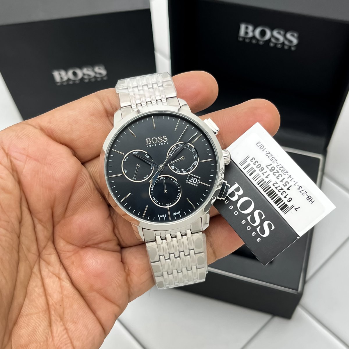 Buy Hugo Boss Stainless Steel Swiss Quartz Chronograph Black Dial Mens Watch - 1513267 in Pakistan