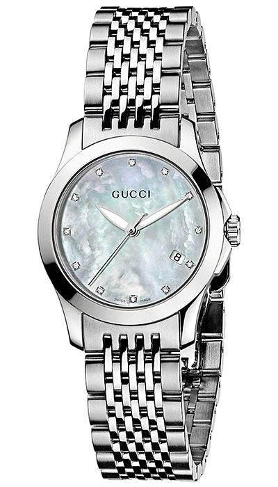 Buy Gucci G Timeless Mother of Pearl Dial with Diamonds Silver Steel Strap Watch for Women - YA126506 in Pakistan