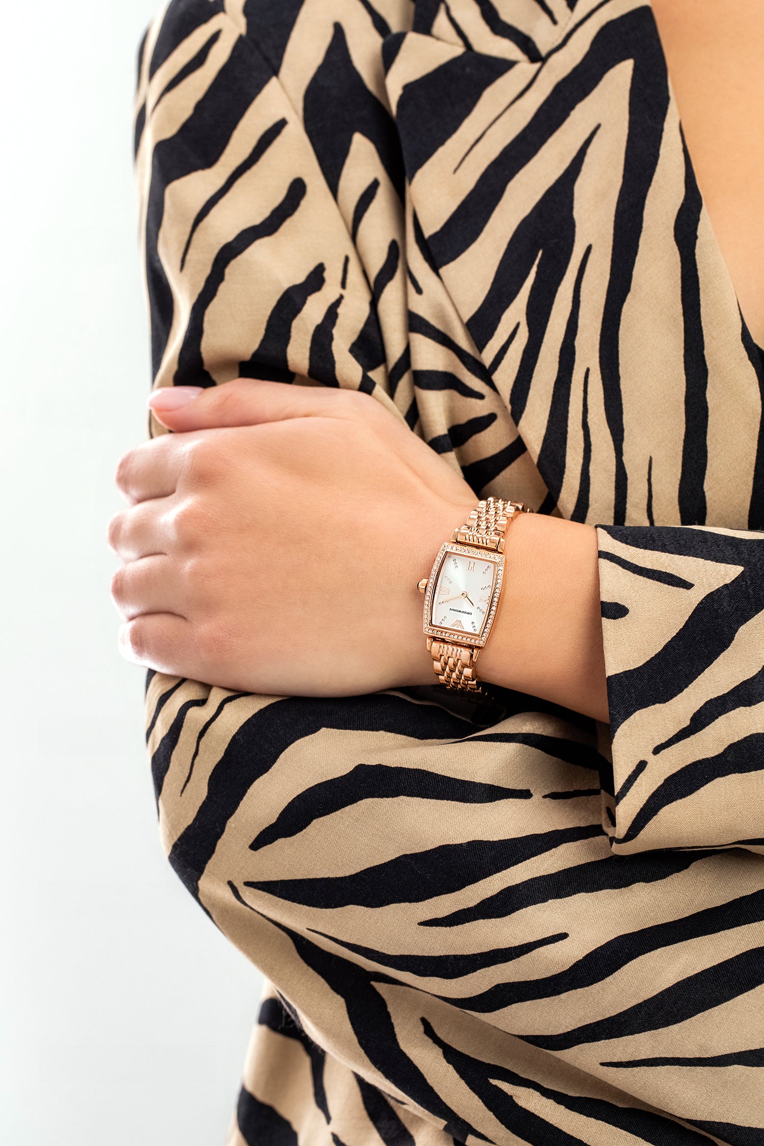 Buy Emporio Armani Gianni T-Bar White Dial Rose Gold Steel Strap Watch for Women - AR11406 in Pakistan