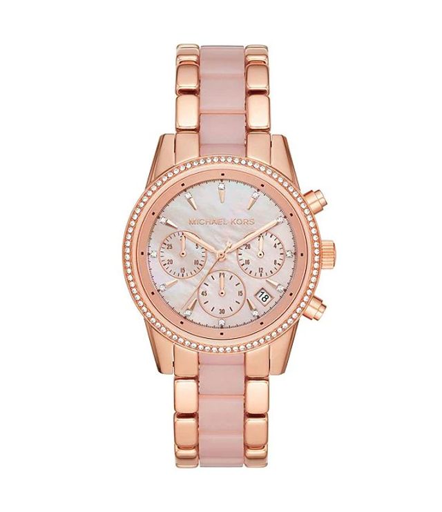 Buy Michael Kors Ritz Chronograph Quartz Crystal Two Tone Strap Ladies Watch - MK6769 in Pakistan