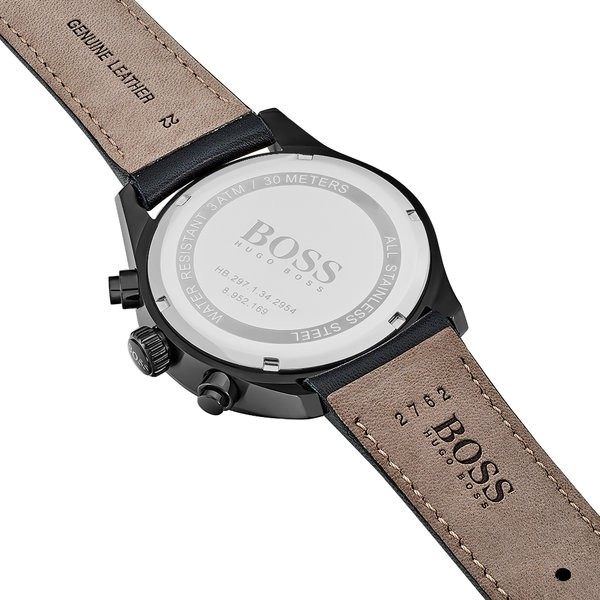 Buy Hugo Boss Mens Chronograph Quartz Leather Strap Black Dial 44mm Watch - 1513474 in Pakistan