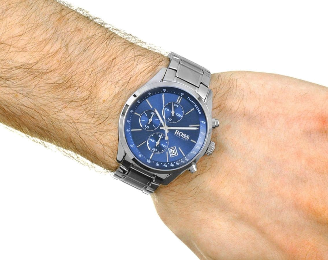 Buy Hugo Boss Mens Chronograph Quartz Stainless Steel Blue Dial 44mm Watch - 1513478 in Pakistan