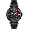 Buy Hugo Boss Allure Chronograph Black Dial Black Leather Strap Mens Watch 45mm 5atm - 1513920 in Pakistan